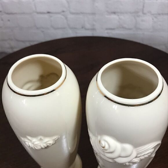 LENOX ROSEBUD COLLECTION gold trim cream Porcelain Vase Vintage set of two EUC - Picture 5 of 7